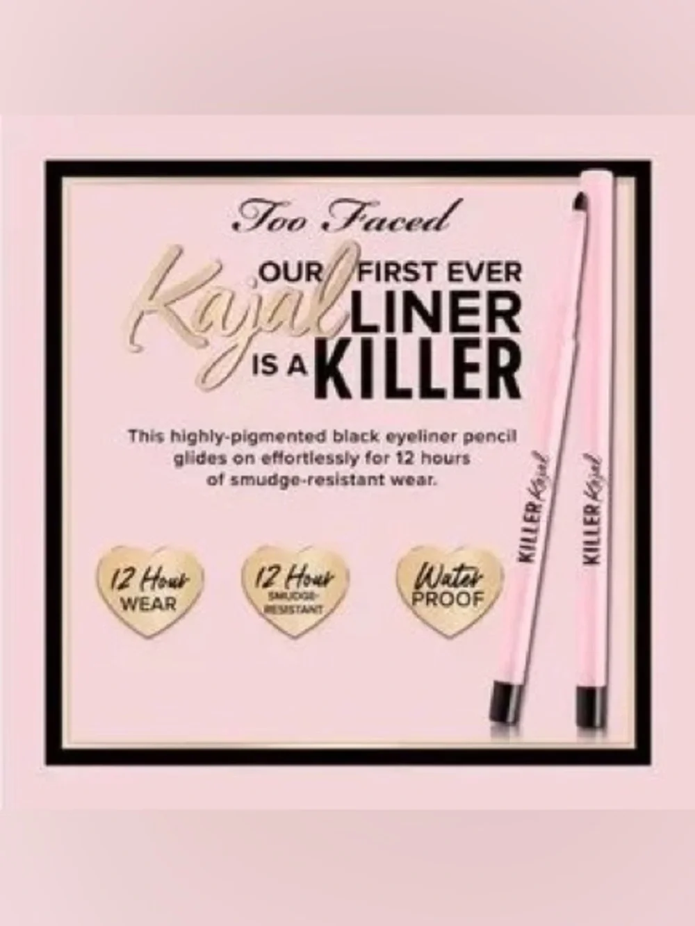 Too Faced Killer Eyeliner Duo - Kajal & 36 Hr Gel Waterproof Liner - Black, NEW - Picture 12 of 12